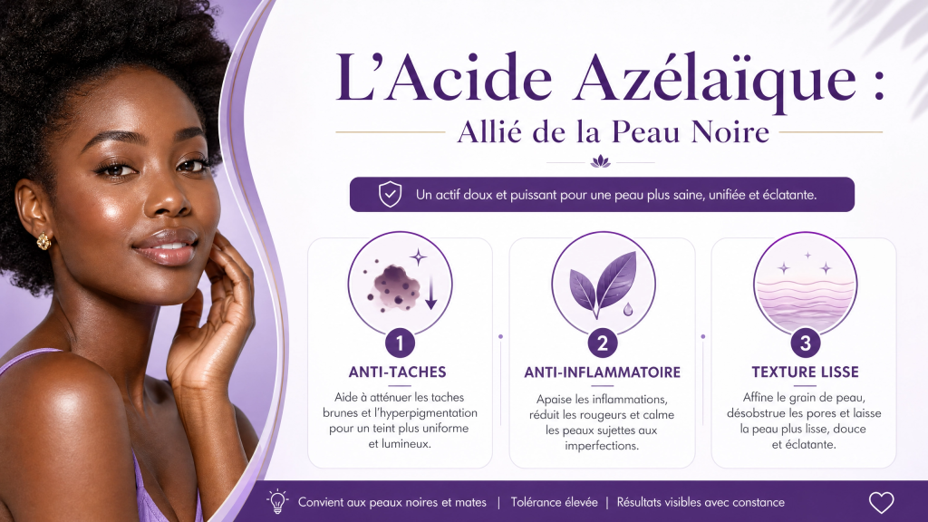 infographie acide azelaique bienfaits peau noire